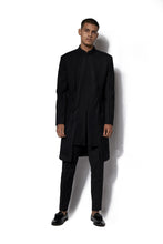 Load image into Gallery viewer, Black Asymmetrical Layered Long Jacket Set
