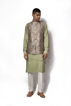 Load image into Gallery viewer, Mint Green Printed Bundi Kurta Set
