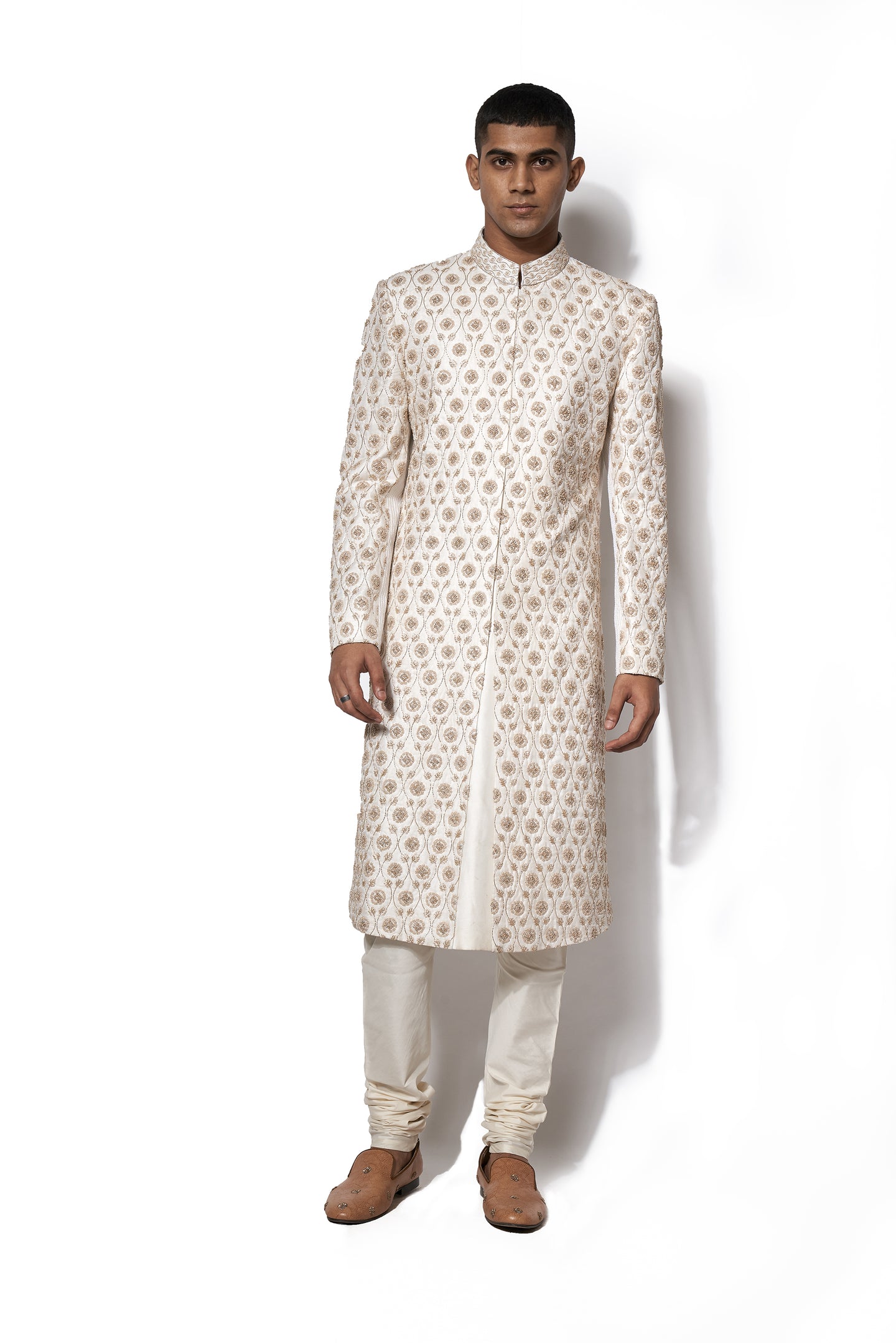 Ivory Hand Embroidered Sherwani Set