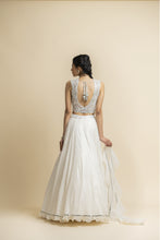Load image into Gallery viewer, WHITE GEORGETTE LEHENGA WITH TULLE CHOLI AND DUPATTA
