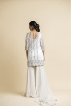 Load image into Gallery viewer, OFF WHITE TULLE SHIRT AND DUPATTA WITH MOKAISH GARARA
