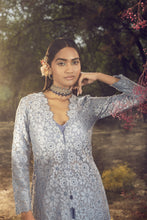 Load image into Gallery viewer, INK BLUE JACKET WITH LEHENGA AND BUSTIER
