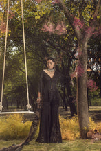 Load image into Gallery viewer, BLACK NUDE PEPLUM GARARA SET WITH BUSTIER
