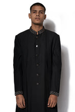 Load image into Gallery viewer, Black Layered Embroidered Long Jacket Set
