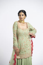 Load image into Gallery viewer, JADE GREEN GEORGETTE GOTA EMBROIDERY SET
