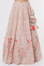 Load image into Gallery viewer, Pink net resham, cutdana, and sequins embroidered lehenga
