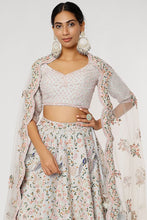 Load image into Gallery viewer, Off-white  raw silk thread embroidered lehenga
