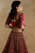 Load image into Gallery viewer, Red raw silk zardozi work lehenga
