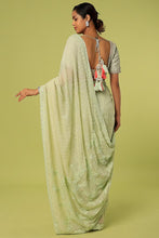 Load image into Gallery viewer, Mint Green Embroidered Saree Set
