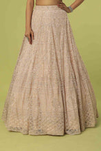 Load image into Gallery viewer, Peach net cut dana, pearl and sequins embroidered lehenga
