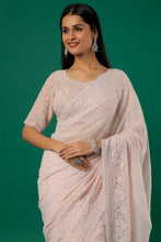 Load image into Gallery viewer, Blush Pink Embroidered Saree Set
