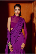 Load image into Gallery viewer, Purple Blouse with Layered Pre Draped Saree
