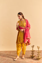 Load image into Gallery viewer, Laiba - Mustard A-line Kurta with Dhoti
