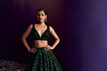 Load image into Gallery viewer, Green Organza Lehenga Set
