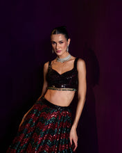 Load image into Gallery viewer, Deep Maroon Organza Lehenga Set
