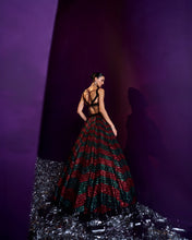 Load image into Gallery viewer, Deep Maroon Organza Lehenga Set
