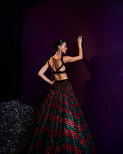 Load image into Gallery viewer, Deep Maroon Organza Lehenga Set
