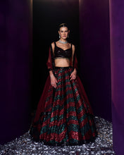 Load image into Gallery viewer, Deep Maroon Organza Lehenga Set
