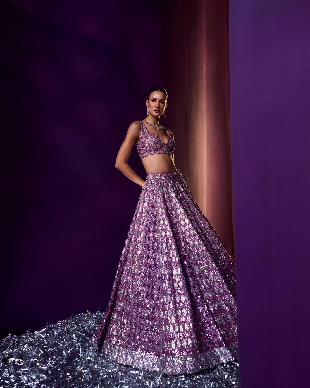 Periwinkle Organza Lehenga Set