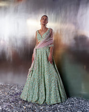 Load image into Gallery viewer, Sea Green Organza Lehenga Set
