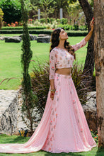 Load image into Gallery viewer, Blush Pink Floral Printed Embroidered Lehenga Set
