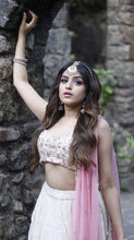 Load image into Gallery viewer, Ivory and Pink Lucknowi Lehenga set
