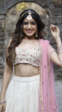 Load image into Gallery viewer, Ivory and Pink Lucknowi Lehenga set
