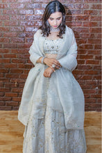 Load image into Gallery viewer, Smokey Grey Bridal Embroidered Lehnega set
