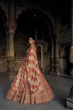 Load image into Gallery viewer, RED RAW SILK LEHENGA CHOLI WITH A NET DUPATTA AND AN OPTIONAL SECOND DUPATTA AND BELT WHICH CAN BE ORDERED SEPARATELY
