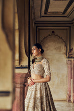 Load image into Gallery viewer, GOLD RAW SILK LEHENGA CHOLI WITH A NET DUPATTA ALONG WITH AN OPTIONAL SECOND DUPATTA AND BELT
