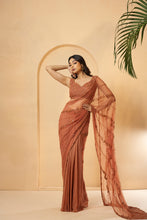 Load image into Gallery viewer, Self on self work on sequin, cutdana, beads and anchor thread all over blouse and pallu.
