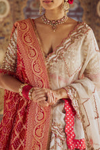 Load image into Gallery viewer, IVORY ORGANZA LEHENGA CHOLI DUPATTA SET WITH AN OPTIONAL SECOND RED  BANDHEJ DUPATTA
