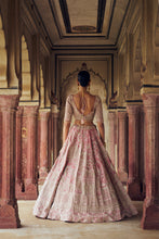 Load image into Gallery viewer, BLUSH PINK VELVET LEHENGA CHOLI WITH NET DUPATTA AND AN OPTIONAL WORKED BELT AND SECOND DUPATTA
