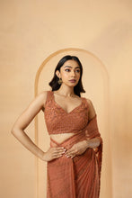 Load image into Gallery viewer, Self on self work on sequin, cutdana, beads and anchor thread all over blouse and pallu.
