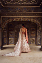 Load image into Gallery viewer, IVORY ORGANZA LEHENGA CHOLI DUPATTA SET WITH AN OPTIONAL SECOND RED  BANDHEJ DUPATTA
