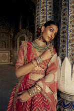 Load image into Gallery viewer, RED RAW SILK LEHENGA CHOLI WITH A NET DUPATTA AND AN OPTIONAL SECOND DUPATTA AND BELT WHICH CAN BE ORDERED SEPARATELY
