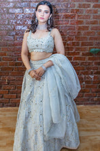 Load image into Gallery viewer, Smokey Grey Bridal Embroidered Lehnega set
