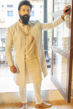 Load image into Gallery viewer, Grey jacket style sherwani set
