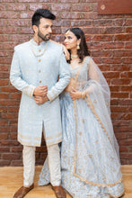 Load image into Gallery viewer, Powder Blue Bridal Embroidered Lehenga Set
