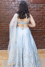 Load image into Gallery viewer, Powder Blue Bridal Embroidered Lehenga Set
