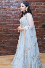 Load image into Gallery viewer, Powder Blue Bridal Embroidered Lehenga Set
