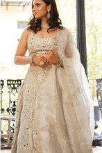 Load image into Gallery viewer, Smokey Grey Bridal Embroidered Lehnega set
