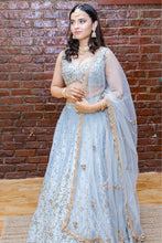 Load image into Gallery viewer, Powder Blue Bridal Embroidered Lehenga Set
