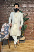 Load image into Gallery viewer, Grey jacket style sherwani set
