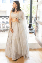 Load image into Gallery viewer, Smokey Grey Bridal Embroidered Lehnega set
