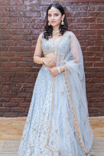 Load image into Gallery viewer, Powder Blue Bridal Embroidered Lehenga Set
