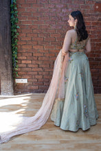 Load image into Gallery viewer, Tea Green Swan Lehenga Set
