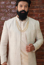 Load image into Gallery viewer, Grey jacket style sherwani set
