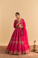 Load image into Gallery viewer, Naazila - Dabka Zardozi Embroidered Raw Silk Hotpink Lehenga Set
