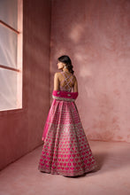 Load image into Gallery viewer, FUCHSIA PINK TAFFETA LEHENGA SET
